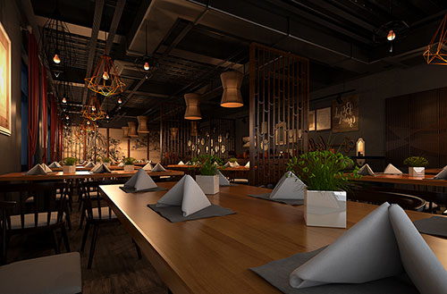 潍坊简约大气中式风格餐厅设计装修效果图
