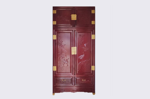 潍坊高端中式家居装修深红色纯实木衣柜